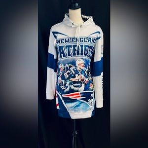 NEW ENGLAND PATRIOTS NWOT MINI DRESS HOODIE/LONG  HOODIE